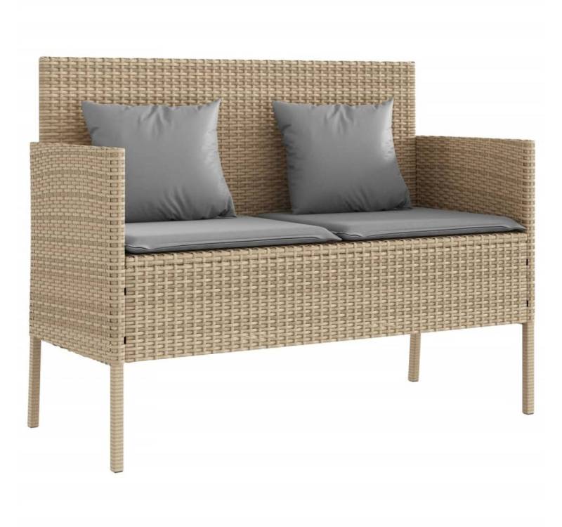 furnicato Gartenbank mit Kissen Beige Poly Rattan (1-St) furnicato Gartenbank mit Kissen Beige Poly Rattan (1-St) von furnicato
