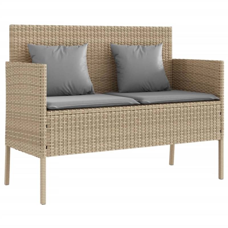 furnicato Gartenbank mit Kissen Beige Poly Rattan von furnicato