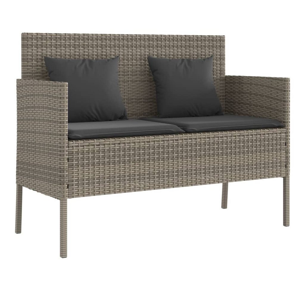 furnicato Gartenbank mit Kissen Grau Poly Rattan (1-St) furnicato Gartenbank mit Kissen Grau Poly Rattan (1-St) von furnicato