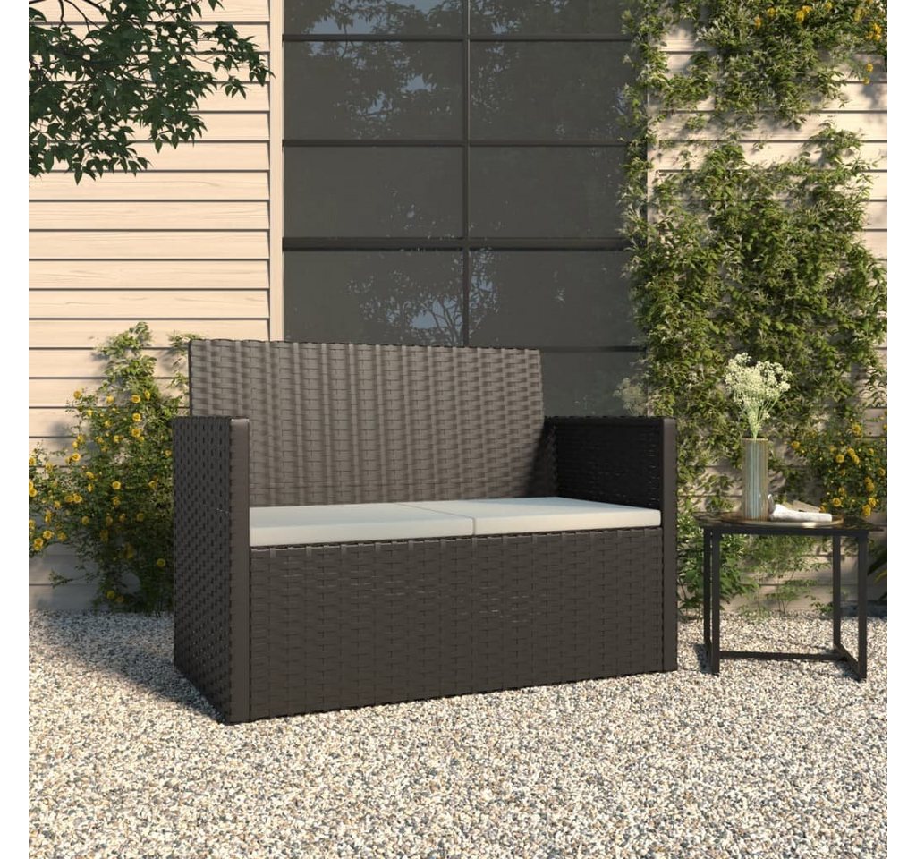 furnicato Gartenbank mit Kissen Schwarz 105 cm Poly Rattan von furnicato