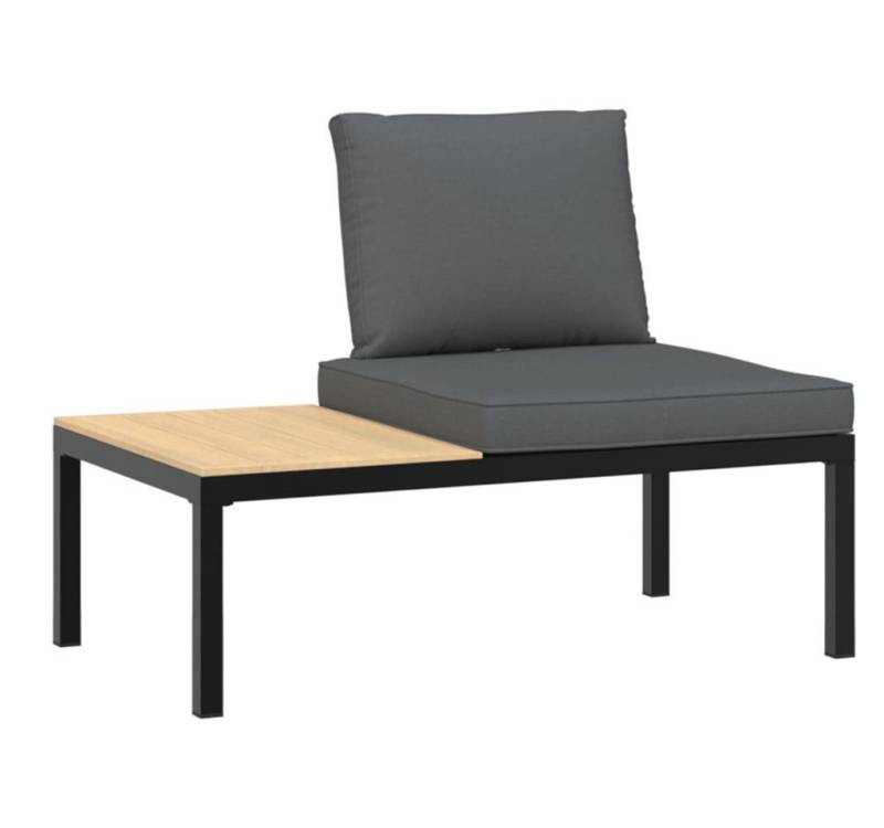 furnicato Gartenbank mit Kissen Schwarz Aluminium (1-St) von furnicato