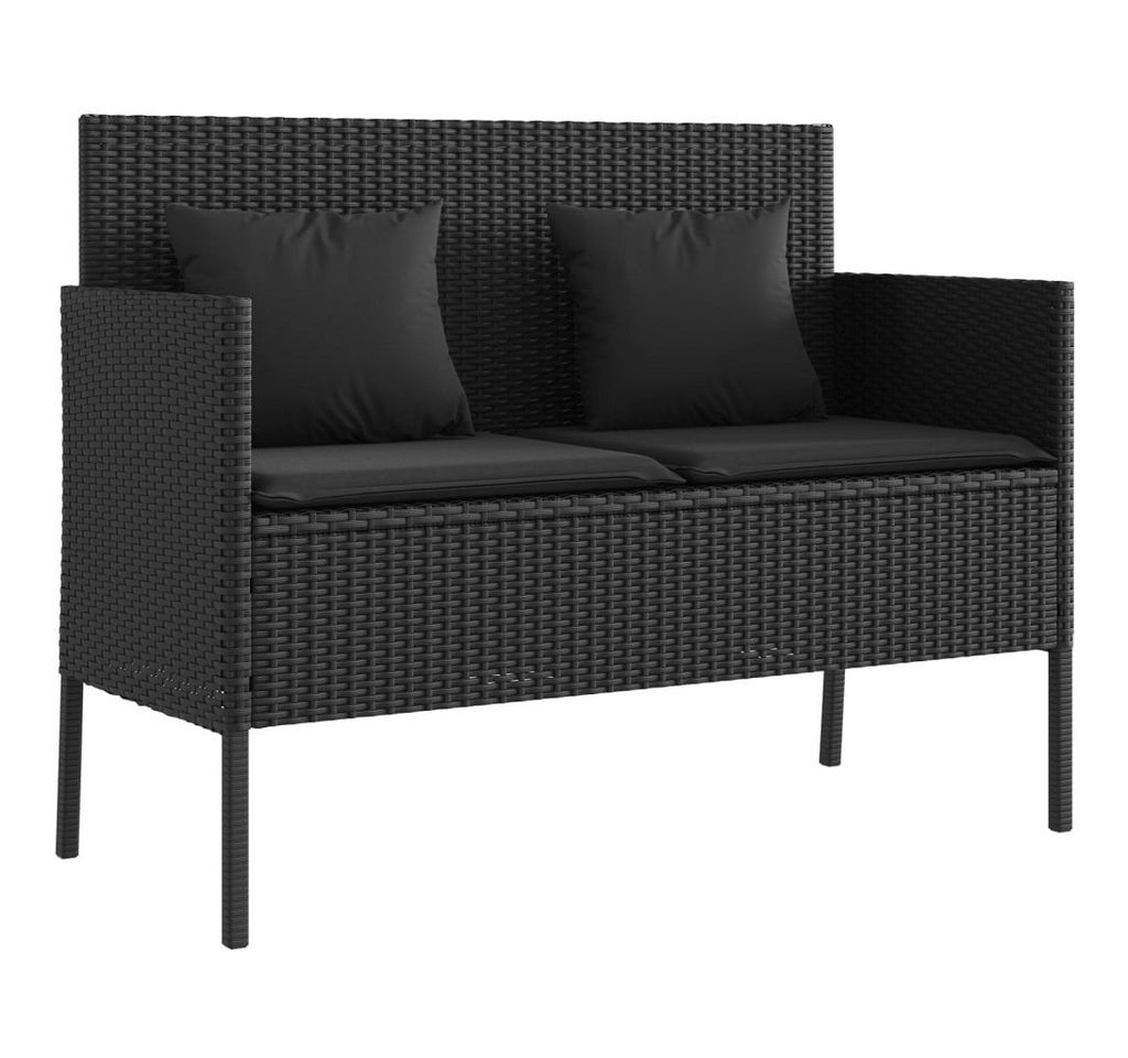 furnicato Gartenbank mit Kissen Schwarz Poly Rattan (1-St) furnicato Gartenbank mit Kissen Schwarz Poly Rattan (1-St) von furnicato