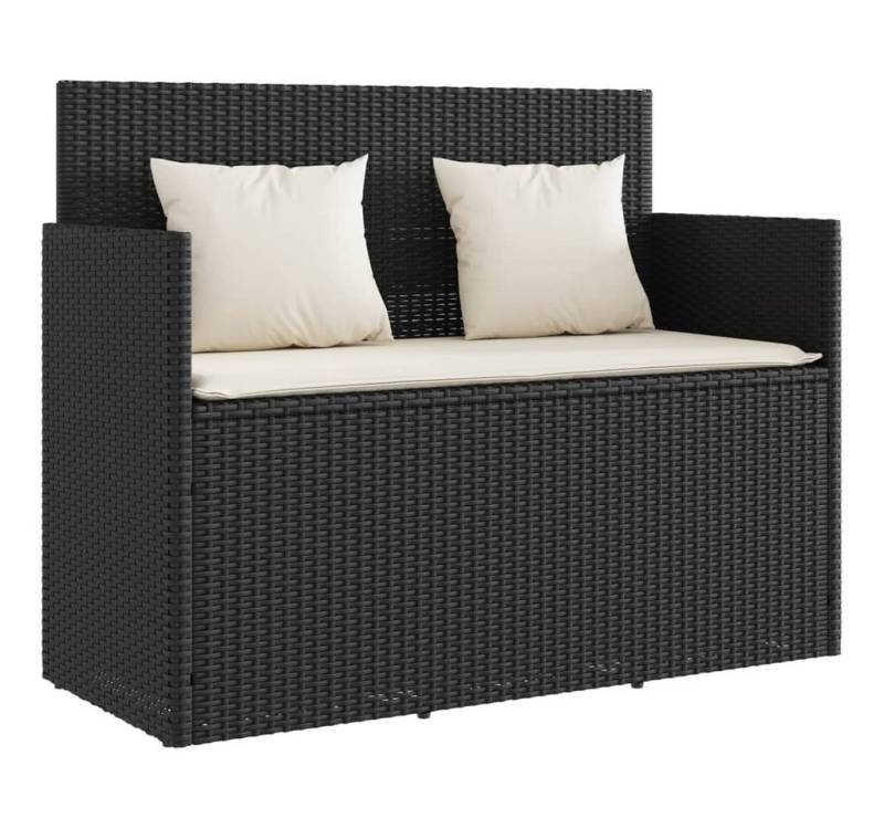 furnicato Gartenbank mit Kissen Schwarz Poly Rattan (1-St) furnicato Gartenbank mit Kissen Schwarz Poly Rattan (1-St) von furnicato