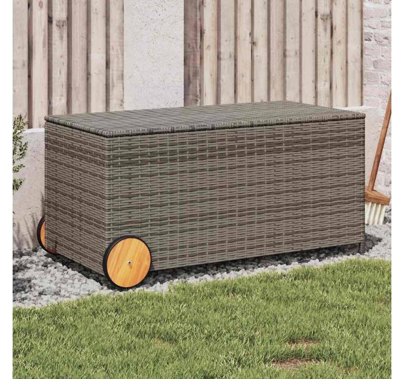 furnicato Gartenbox Gartentruhe mit Rollen Grau 190L Poly Rattan (1 St) von furnicato