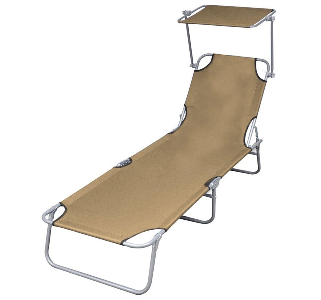 furnicato Gartenliege Sonnenliege Klappbar mit Sonnenschutz Stahl Taupe, 1 St. furnicato Gartenliege Sonnenliege Klappbar mit Sonnenschutz Stahl Taupe, 1 St. von furnicato