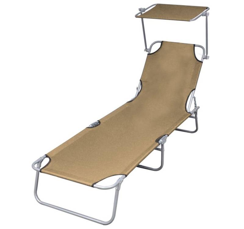 furnicato Gartenliege Sonnenliege Klappbar mit Sonnenschutz Stahl Taupe, 1 St. furnicato Gartenliege Sonnenliege Klappbar mit Sonnenschutz Stahl Taupe, 1 St. von furnicato