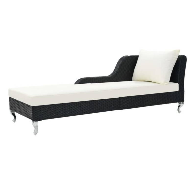 furnicato Gartenliege Sonnenliege mit Auflage Poly Rattan Schwarz, 1 St. von furnicato