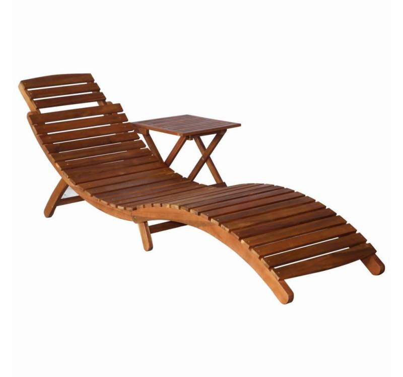 furnicato Gartenliege Sonnenliege mit Tisch Massivholz Akazie Braun, 1 St. von furnicato