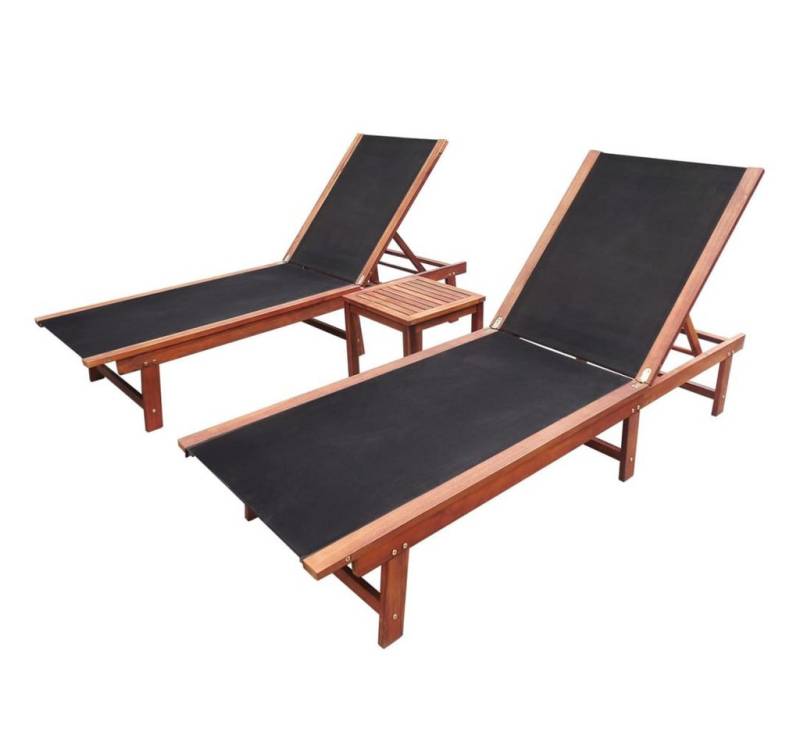 furnicato Gartenliege Sonnenliegen 2 Stk. mit Tisch Akazie Massivholz und Textilene, 1 St. von furnicato