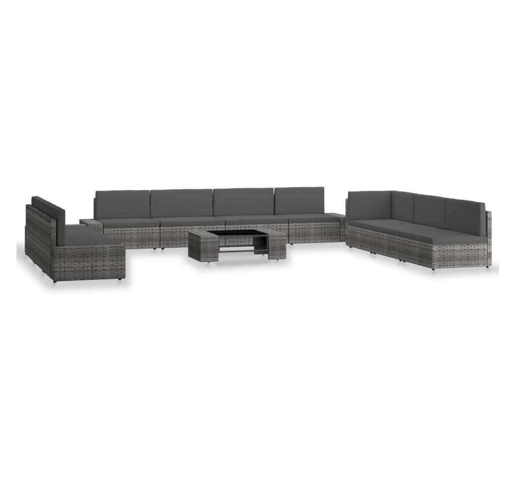furnicato Gartenlounge-Set 10-tlg. Garten-Lounge-Set Poly Rattan Grau, (1-tlg) von furnicato