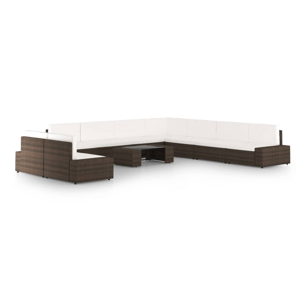 furnicato Gartenlounge-Set 10-tlg. Garten-Lounge-Set mit Kissen Braun Poly Rattan, (1-tlg) von furnicato