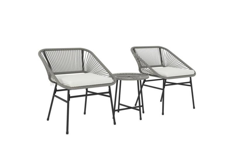 furnicato Gartenlounge-Set 3-teiliges Outdoor-Möbelset, 1 Tisch, 2 Stühle, Dunkelgrau, (1-tlg) von furnicato