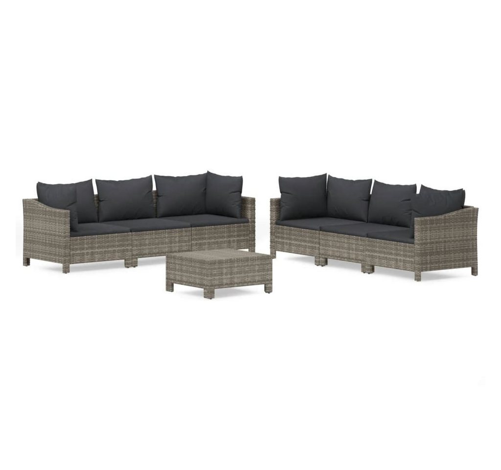 furnicato Gartenlounge-Set 7-tlg. Garten-Lounge-Set mit Kissen Grau Poly Rattan, (1-tlg) von furnicato