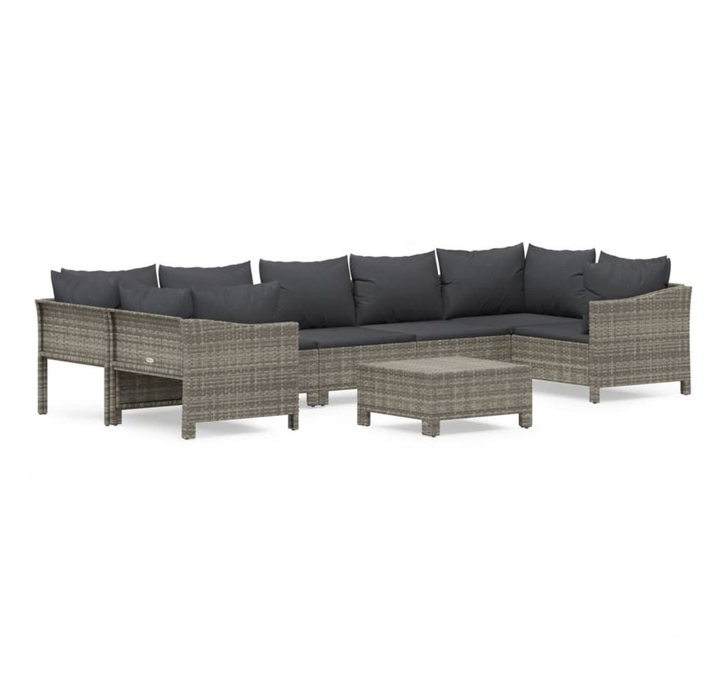 furnicato Gartenlounge-Set 8-tlg. Garten-Lounge-Set mit Kissen Grau Poly Rattan, (1-tlg) von furnicato
