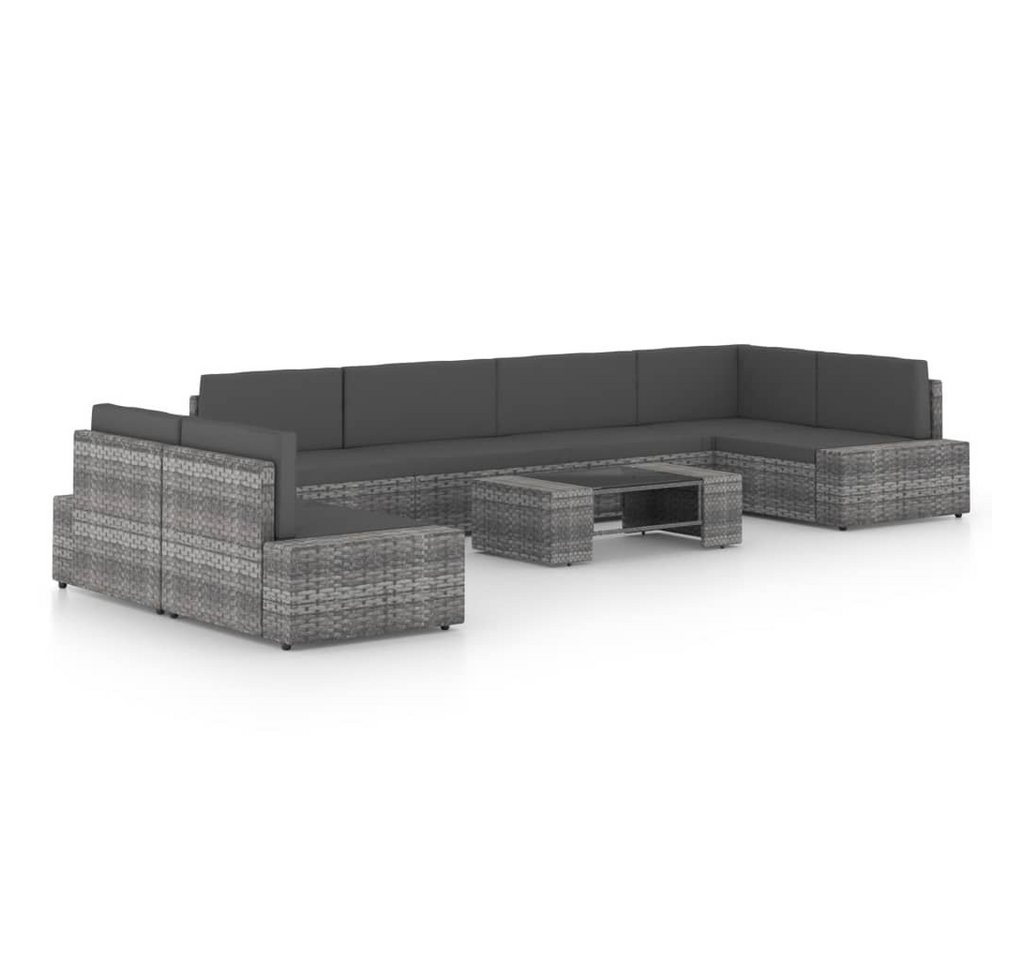 furnicato Gartenlounge-Set 8-tlg. Garten-Lounge-Set mit Kissen Grau Poly Rattan, (1-tlg) von furnicato