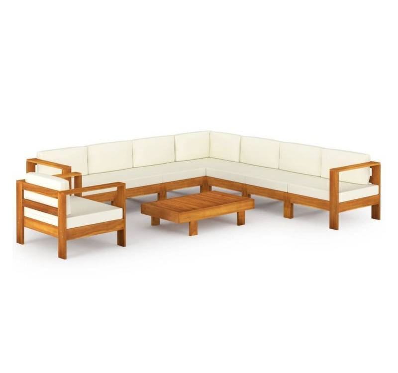 furnicato Gartenlounge-Set 9-teiliges Garten-Lounge-Set mit Kissen 100 x 60 cm Massivholznholz, (1-tlg) von furnicato