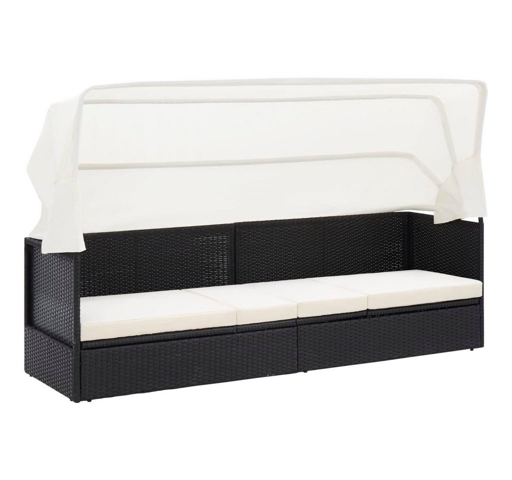 furnicato Gartensofa mit Sonnendach Schwarz Poly Rattan, 1 Teile von furnicato