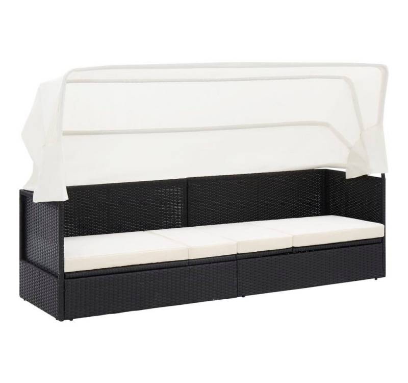 furnicato Gartensofa mit Sonnendach Schwarz Poly Rattan, 1 Teile furnicato Gartensofa mit Sonnendach Schwarz Poly Rattan, 1 Teile von furnicato