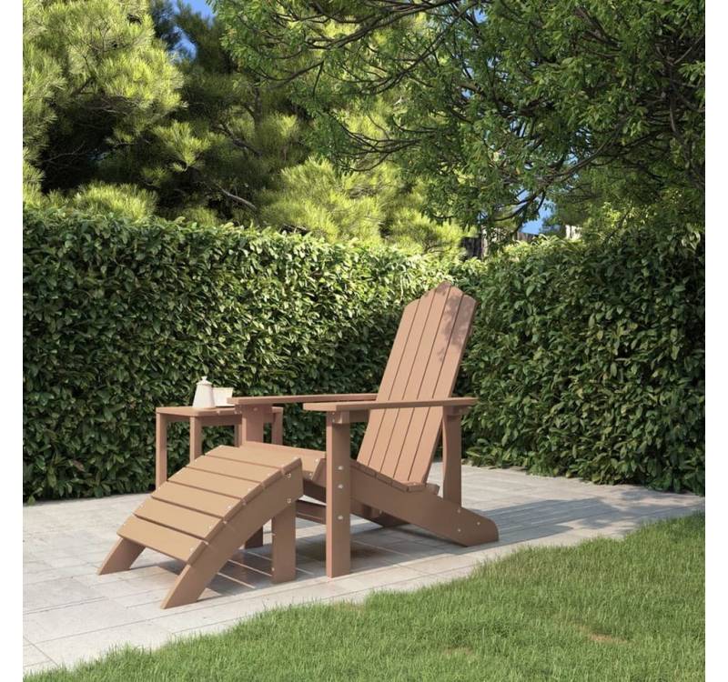 furnicato Gartenstuhl Adirondack-mit Fußteil HDPE Braun von furnicato