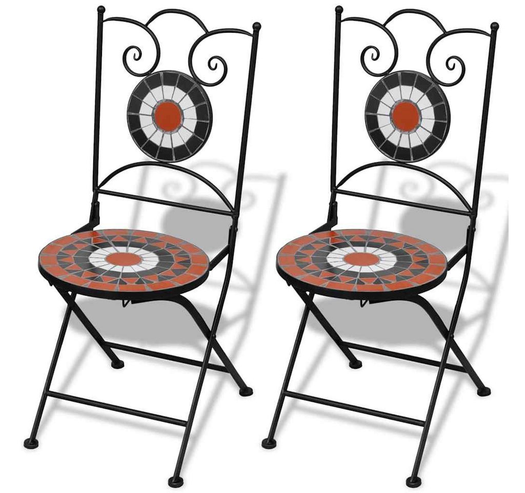 furnicato Gartenstuhl Bistrostühle Klappbar 2 Stk. Keramik Terrakottafarben und Weiß (1 St) von furnicato