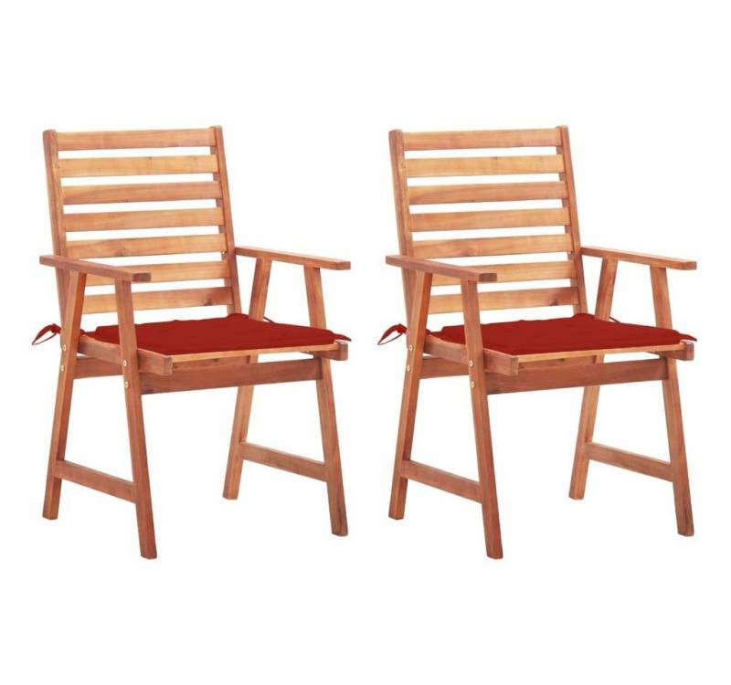 furnicato Gartenstuhl Garten-Essstühle 2 Stk. mit Kissen Massivholz Akazie (1 St) von furnicato