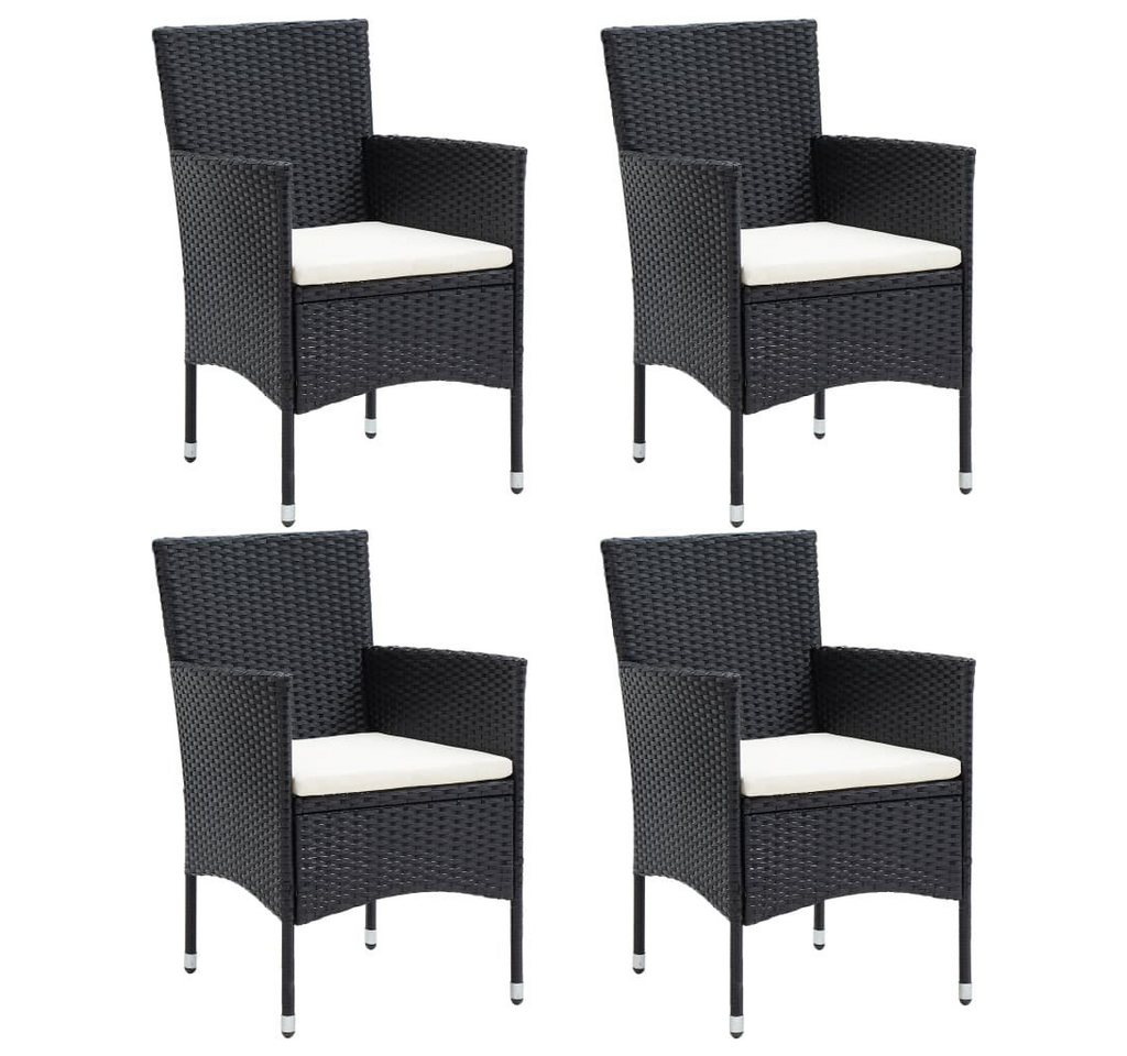 furnicato Gartenstuhl Garten-Essstühle 4 Stk. Poly Rattan Schwarz (1 St) von furnicato