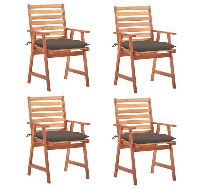 furnicato Gartenstuhl Garten-Essstühle 4 Stk. mit Kissen Massivholz Akazie (1 St) von furnicato