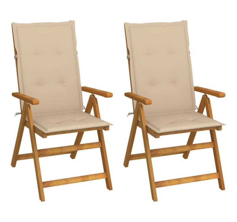 furnicato Gartenstuhl Garten-Liegestühle 2 Stk. mit Kissen Massivholz (1 St) von furnicato