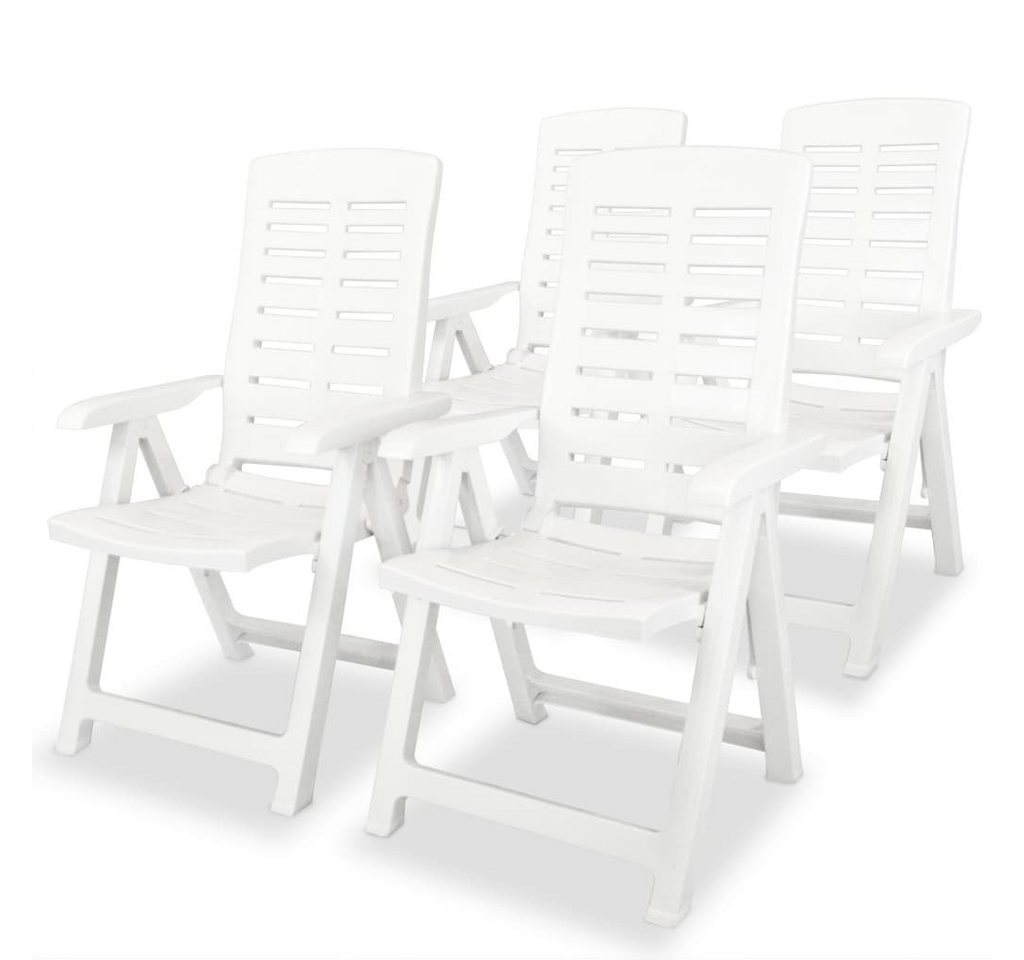 furnicato Gartenstuhl Garten-Liegestühle 4 Stk. Kunststoff Weiß von furnicato