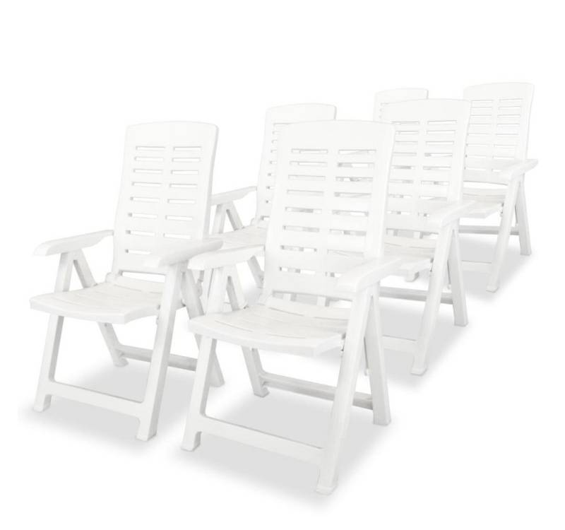 furnicato Gartenstuhl Garten-Liegestühle 6 Stk. Kunststoff Weiß von furnicato
