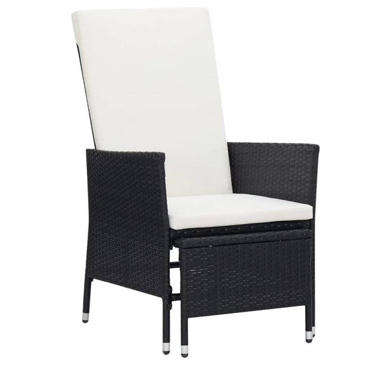 furnicato Gartenstuhl Garten-Liegestuhl mit Auflagen Poly Rattan Schwarz von furnicato