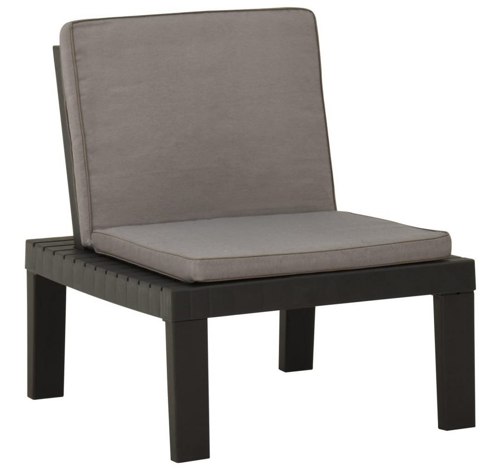 furnicato Gartenstuhl Garten-Lounge-Stuhl mit Auflage Kunststoff Grau von furnicato