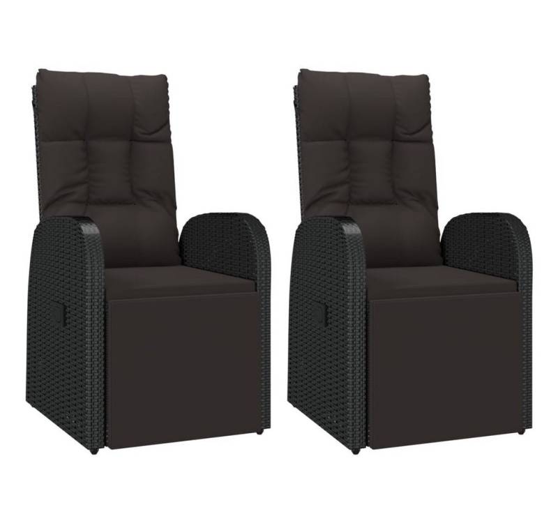furnicato Gartenstuhl Gartensessel mit Kissen 2 Stk. Verstellbar Schwarz Poly Rattan (1 St) von furnicato