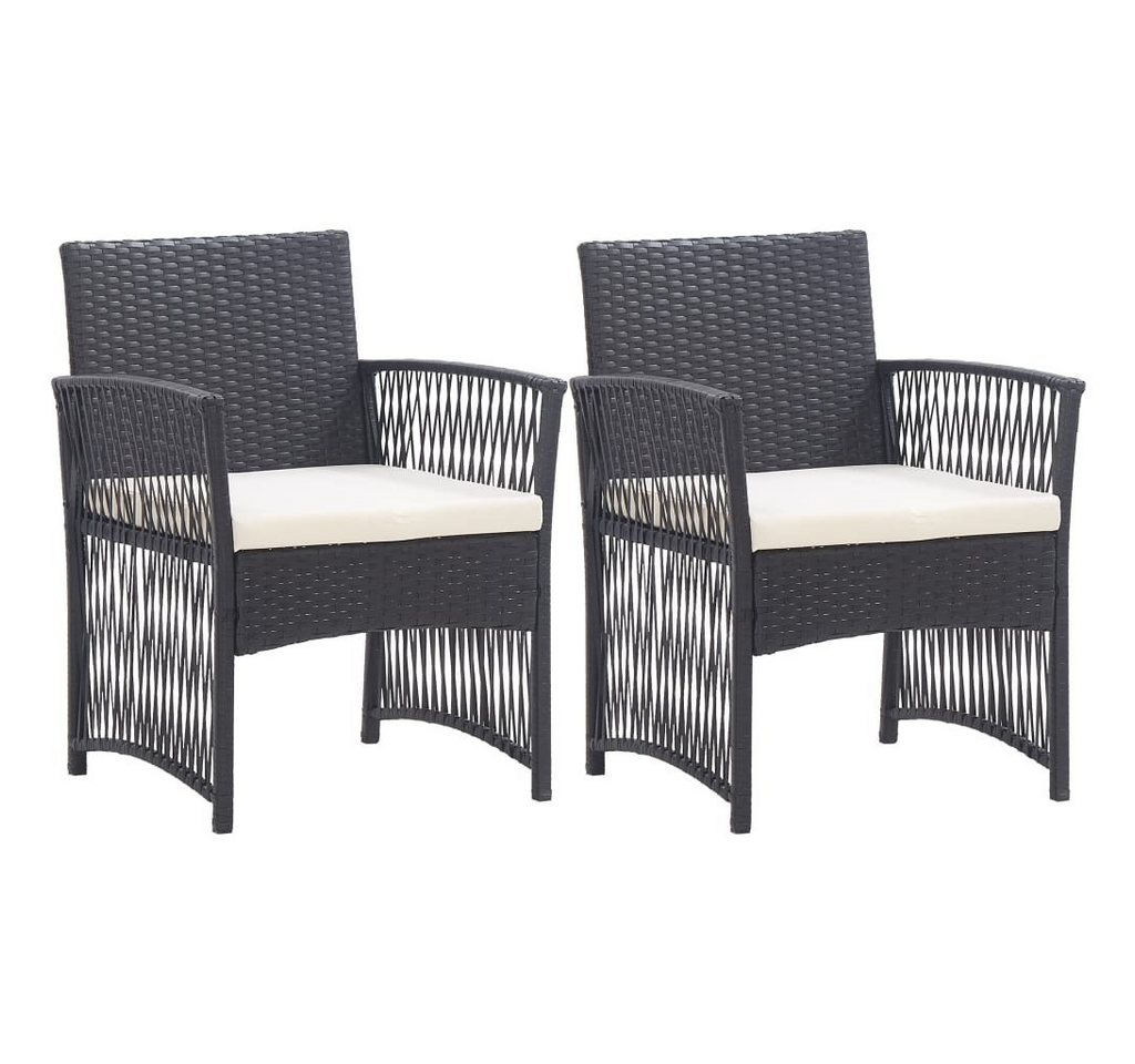 furnicato Gartenstuhl Gartensessel mit Sitzkissen 2 Stk. Schwarz Poly Rattan von furnicato