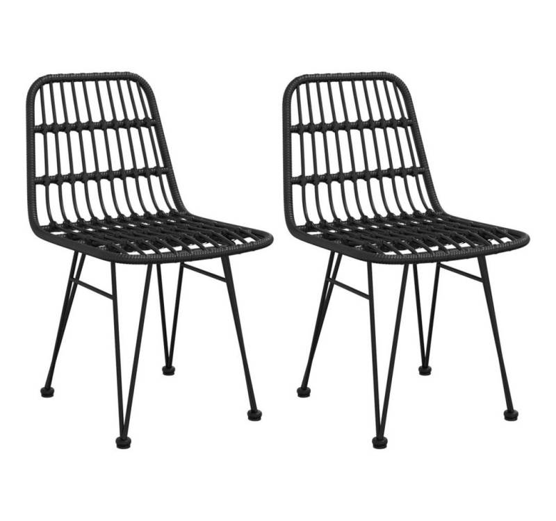 furnicato Gartenstuhl Gartenstühle 2 Stk. Schwarz 48x62x84 cm PE-Rattan (1 St) von furnicato