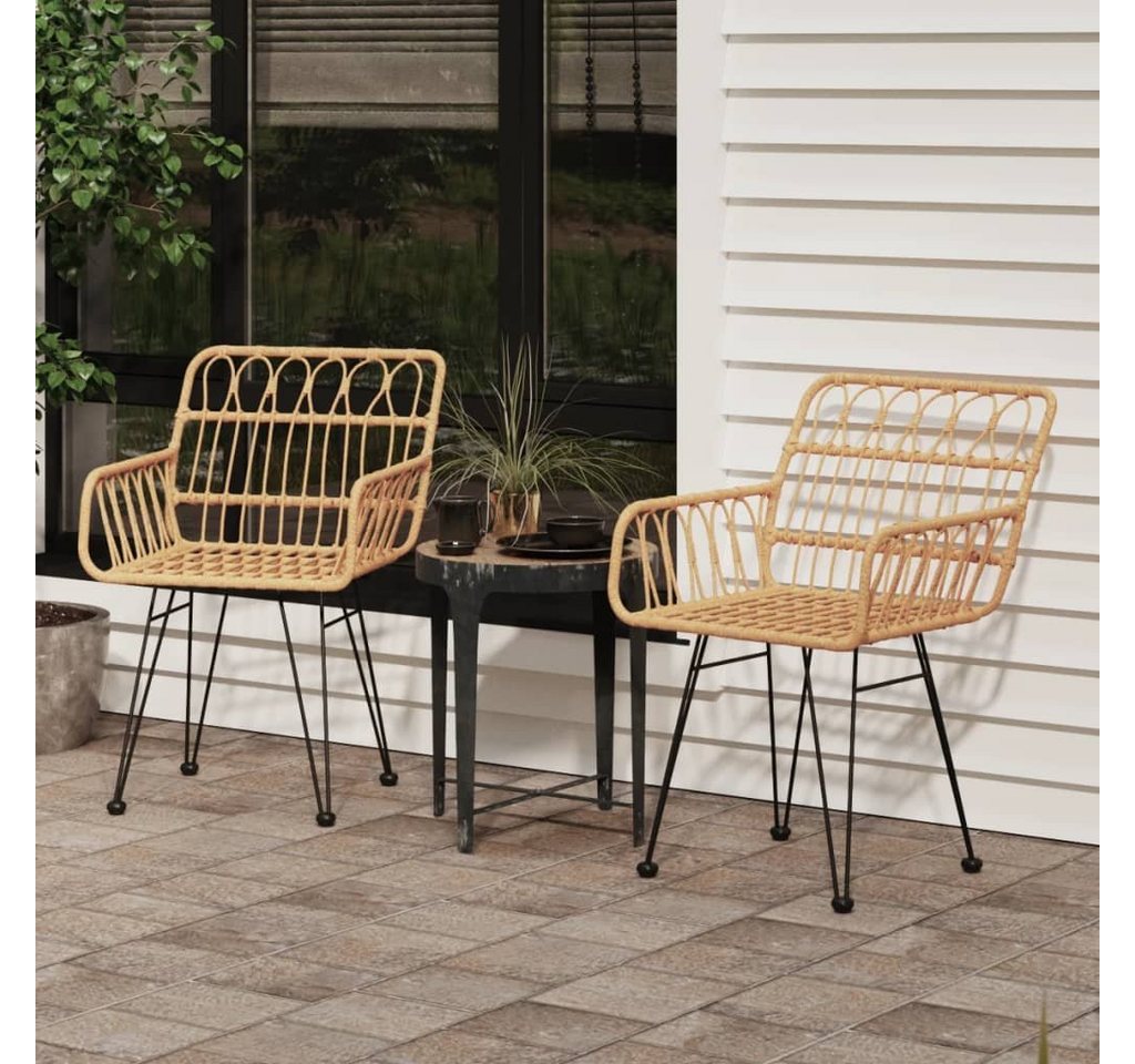 furnicato Gartenstuhl Gartenstühle 2 Stk. mit Armlehnen 56x64x80 cm PE-Rattan von furnicato