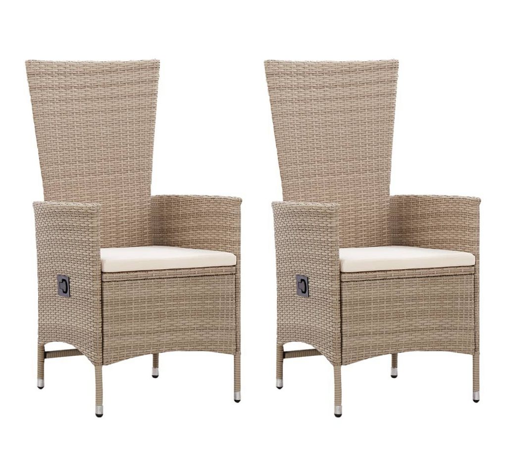 furnicato Gartenstuhl Gartenstühle 2 Stk. mit Auflagen Poly Rattan Beige (1 St) furnicato Gartenstuhl Gartenstühle 2 Stk. mit Auflagen Poly Rattan Beige (1 St) von furnicato