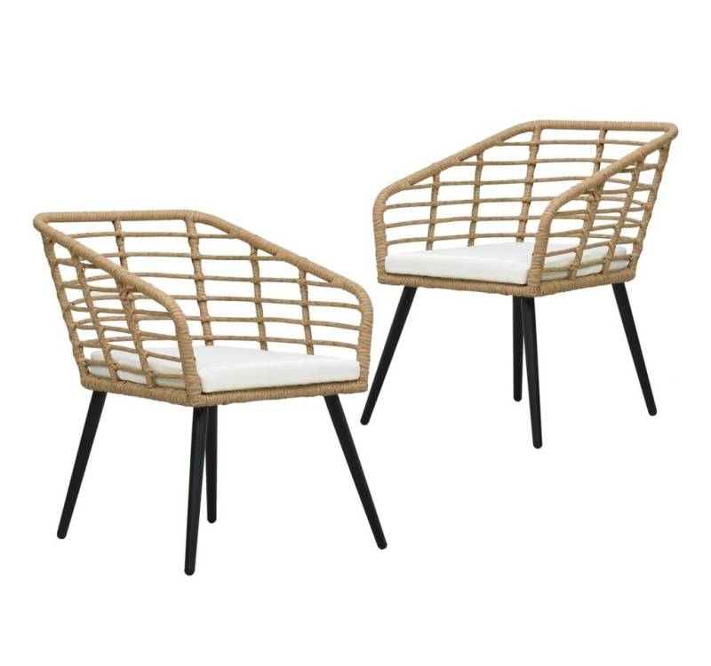 furnicato Gartenstuhl Gartenstühle 2 Stk. mit Auflagen Poly Rattan Eiche (1 St) von furnicato