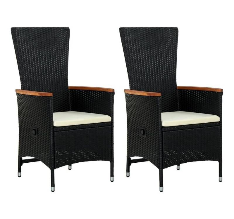 furnicato Gartenstuhl Gartenstühle 2 Stk. mit Polstern Poly Rattan Schwarz (1 St) von furnicato