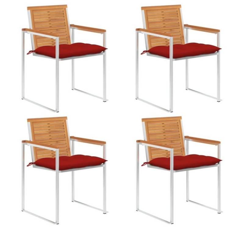 furnicato Gartenstuhl Gartenstühle 4 Stk. mit Kissen Massivholz Akazie (1 St) von furnicato