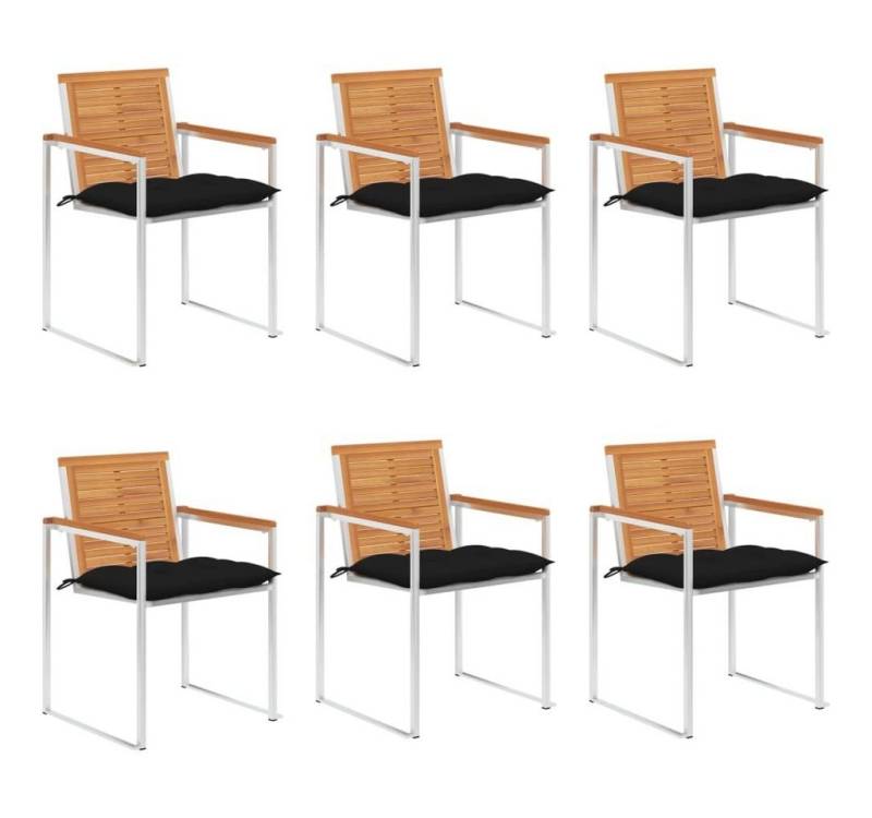 furnicato Gartenstuhl Gartenstühle 6 Stk. mit Kissen Massivholz Akazie (1 St) von furnicato