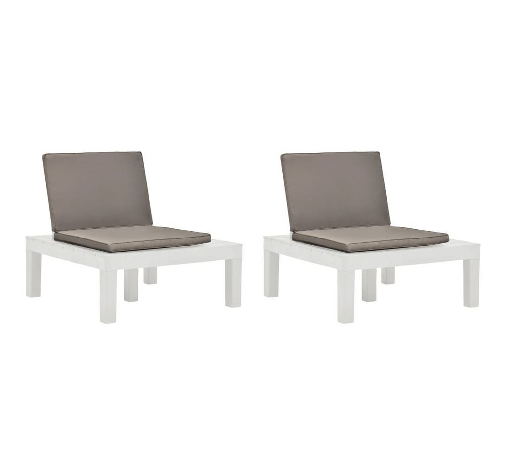 furnicato Gartenstuhl Gartenstühle mit Auflagen 2 Stk. Kunststoff Weiß von furnicato