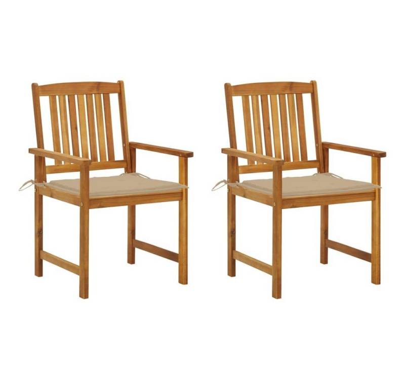 furnicato Gartenstuhl Gartenstühle mit Kissen 2 Stk. Massivholz Akazie (1 St) von furnicato