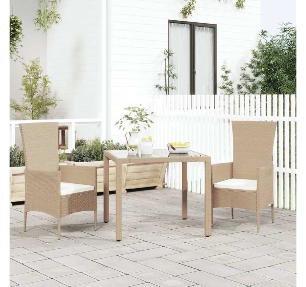 furnicato Gartenstuhl Gartenstühle mit Kissen 2 Stk. Poly Rattan Beige von furnicato