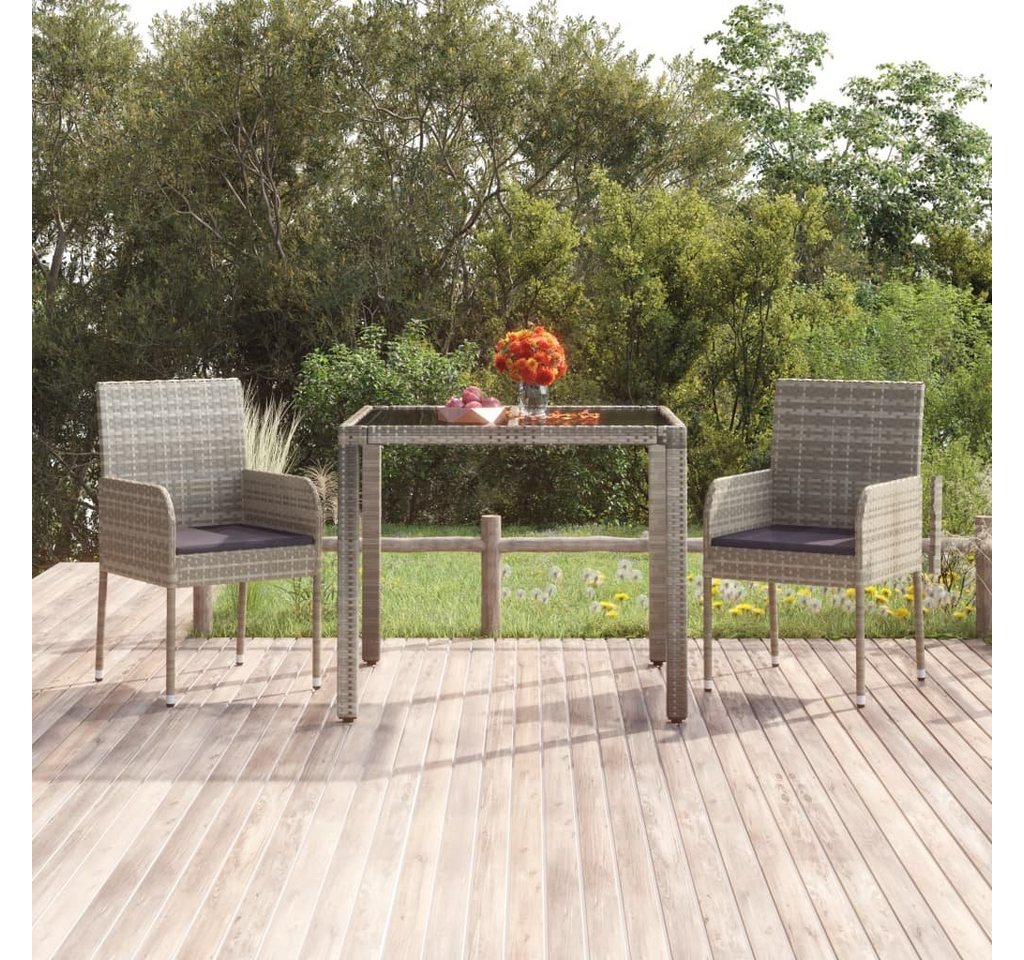 furnicato Gartenstuhl Gartenstühle mit Kissen 2 Stk. Poly Rattan Grau von furnicato