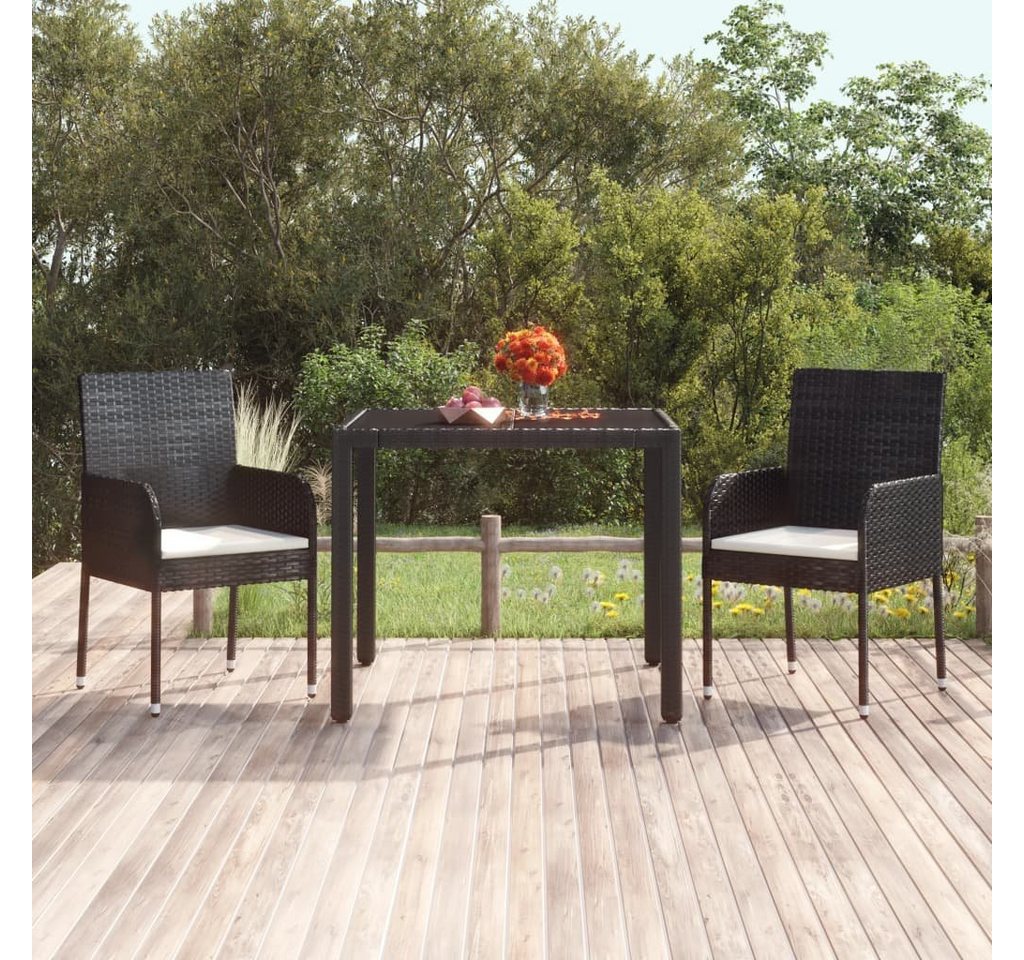 furnicato Gartenstuhl Gartenstühle mit Kissen 2 Stk. Poly Rattan Schwarz von furnicato