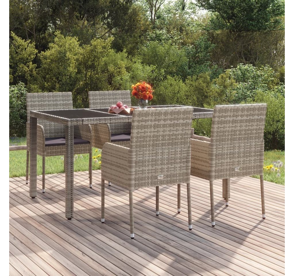 furnicato Gartenstuhl Gartenstühle mit Kissen 4 Stk. Poly Rattan Grau von furnicato