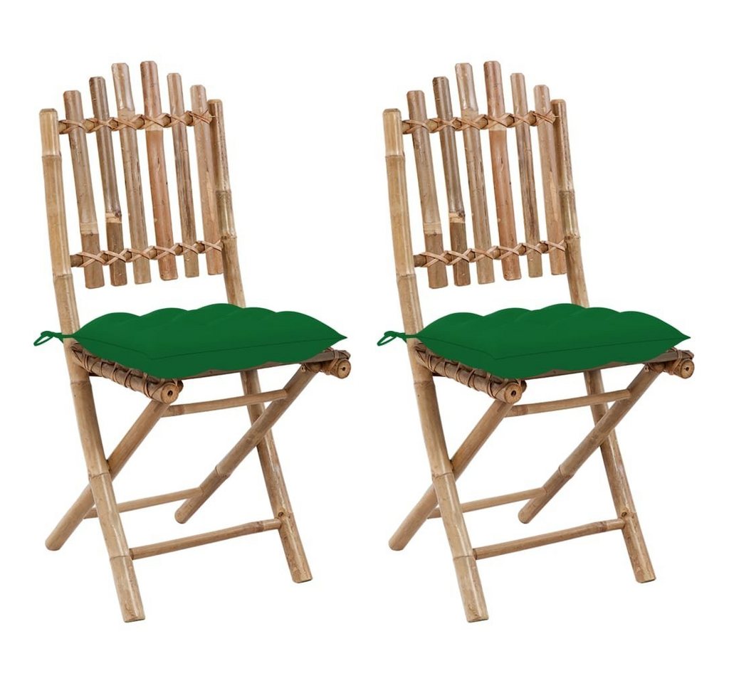 furnicato Gartenstuhl Klappbare Gartenstühle 2 Stk. mit Kissen Bambus von furnicato