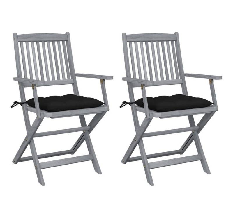 furnicato Gartenstuhl Klappbare Gartenstühle 2 Stk. mit Kissen Massivholz Akazie (1 St) von furnicato