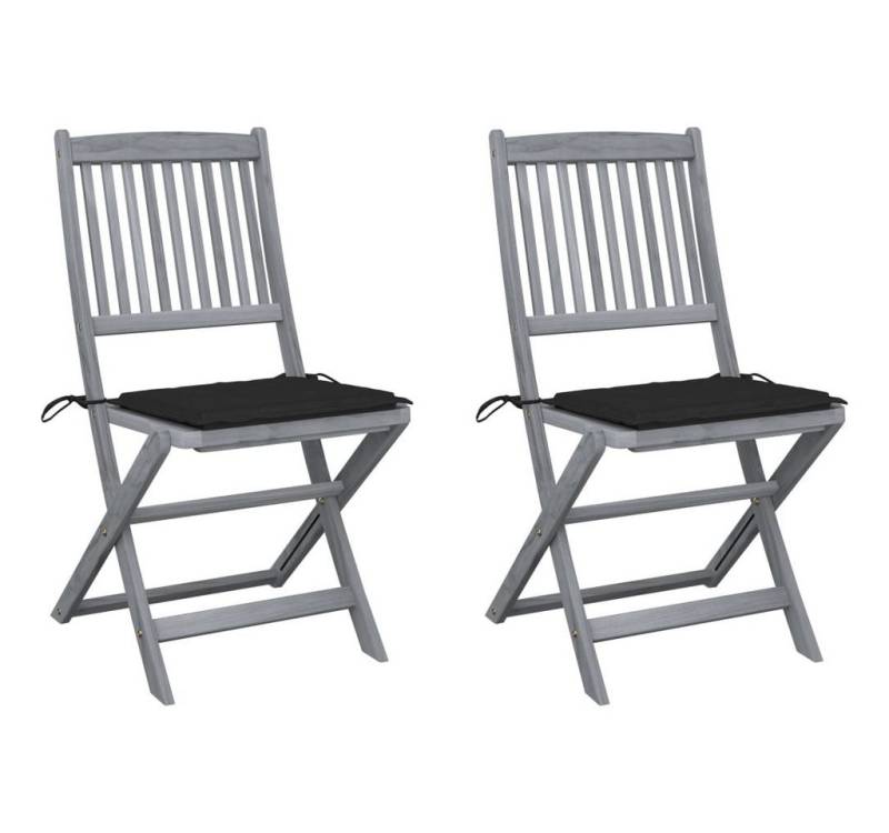 furnicato Gartenstuhl Klappbare Gartenstühle 2 Stk. mit Kissen Massivholz Akazie (1 St) von furnicato